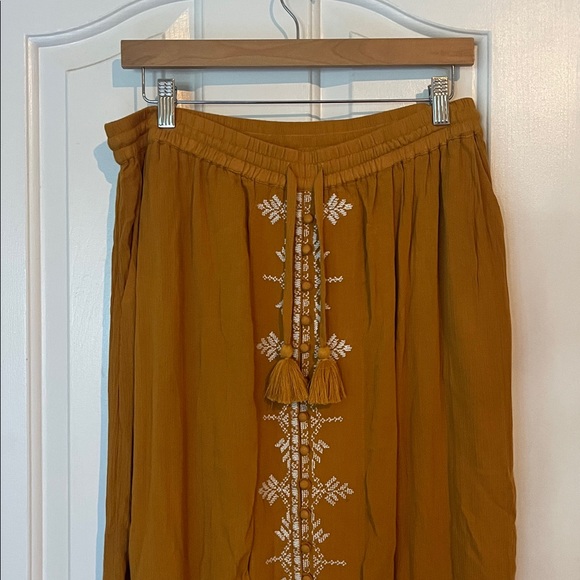 NWT Garnet Hill | Solaris Button-Front Crepe Maxi Skirt Yellow Boho Medium - Picture 4 of 10